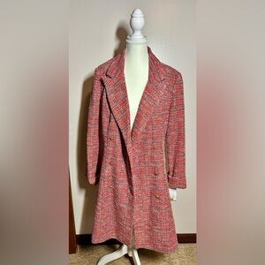 NWT Maison Tara Red Tweed Trench Coat